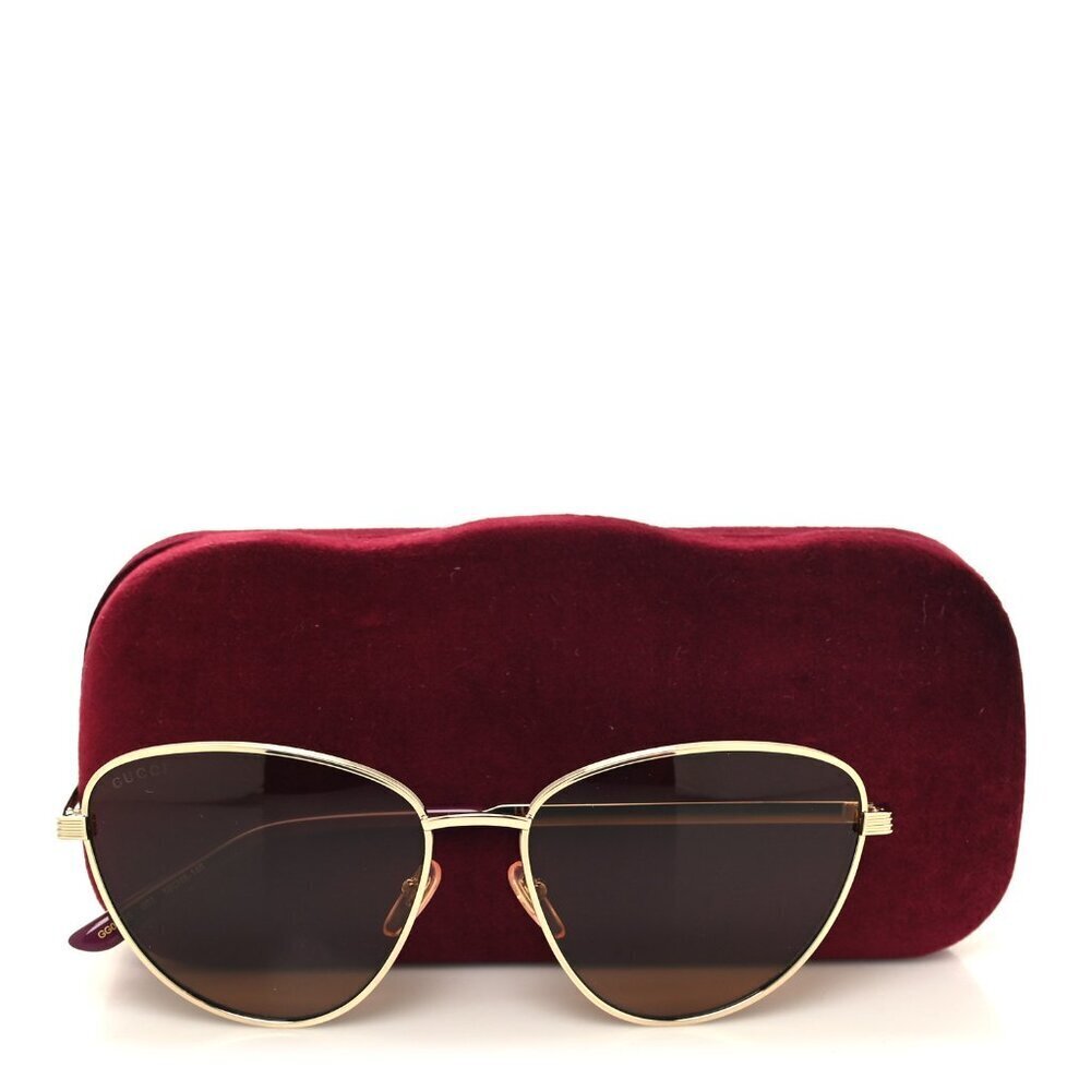 NNWT Gucci GG0803S-002 Gold Cat Eye 58mm Sunglasses - Picture 1 of 13